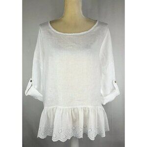 Bellambra Womens Small 100% Linen White‎ Oversized Lagenlook Top
